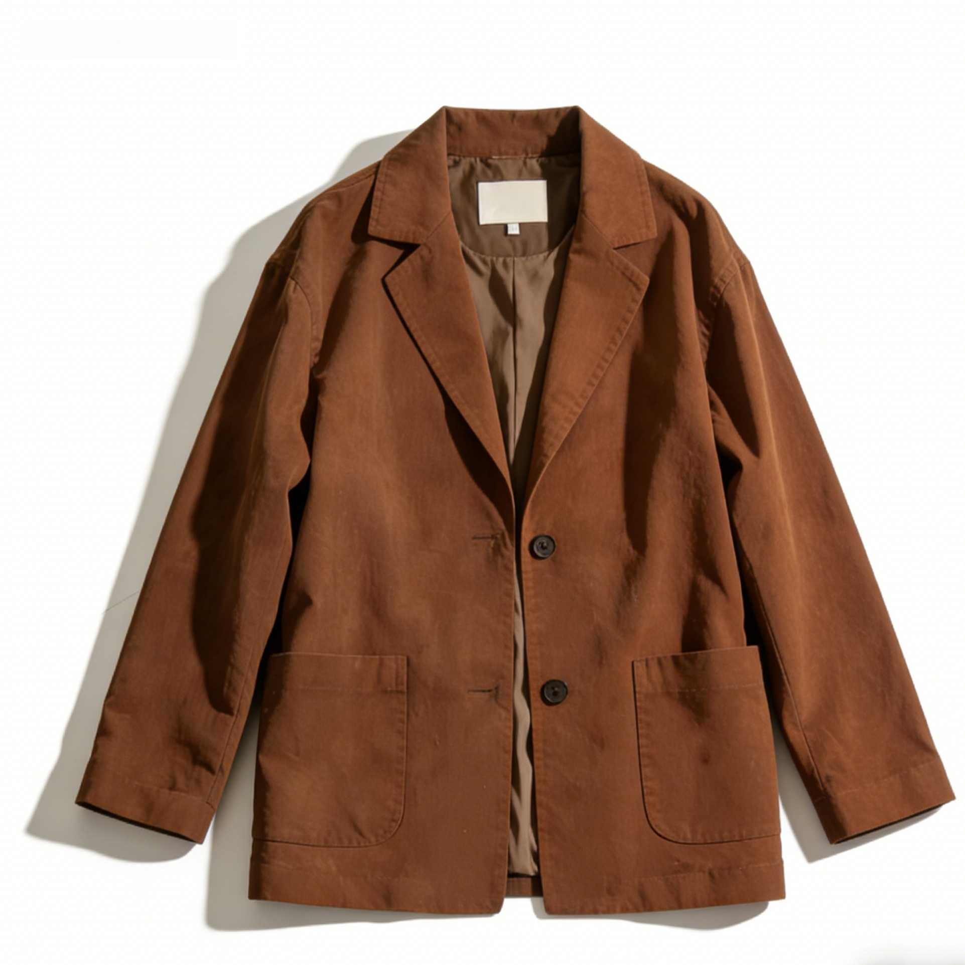 Detalle del tejido de la chaqueta de traje casual de mujer