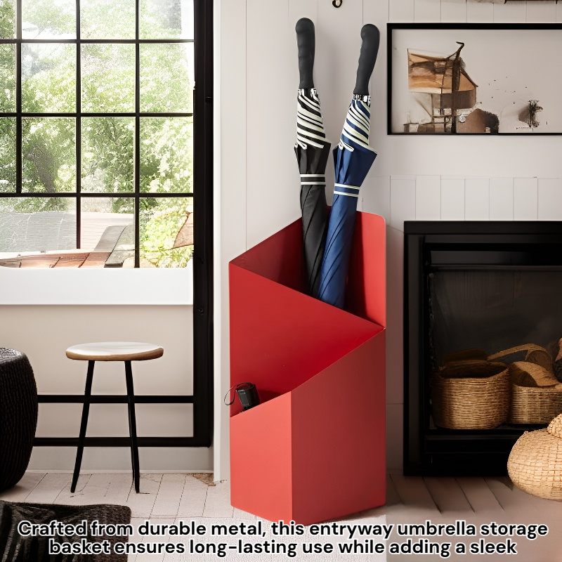 Metal Entryway Umbrella Storage Basket, Multi-purpose Hotel Organizer
