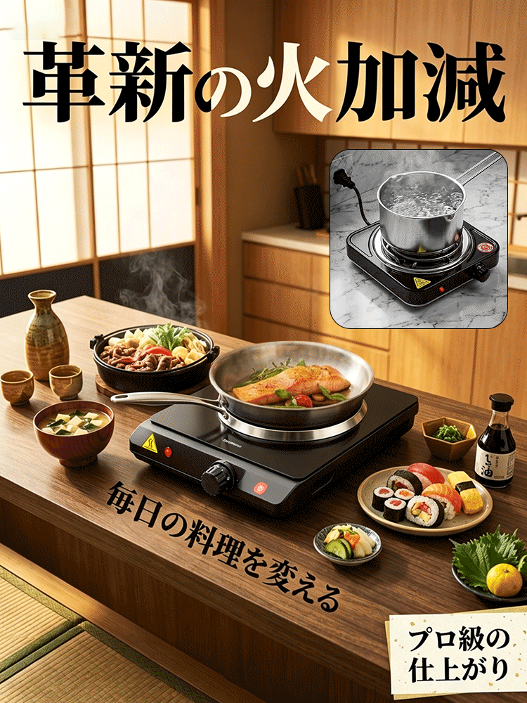 【1食わずか約1度】鍋を選ばないポータブル万能コンロ（PSE認証済）