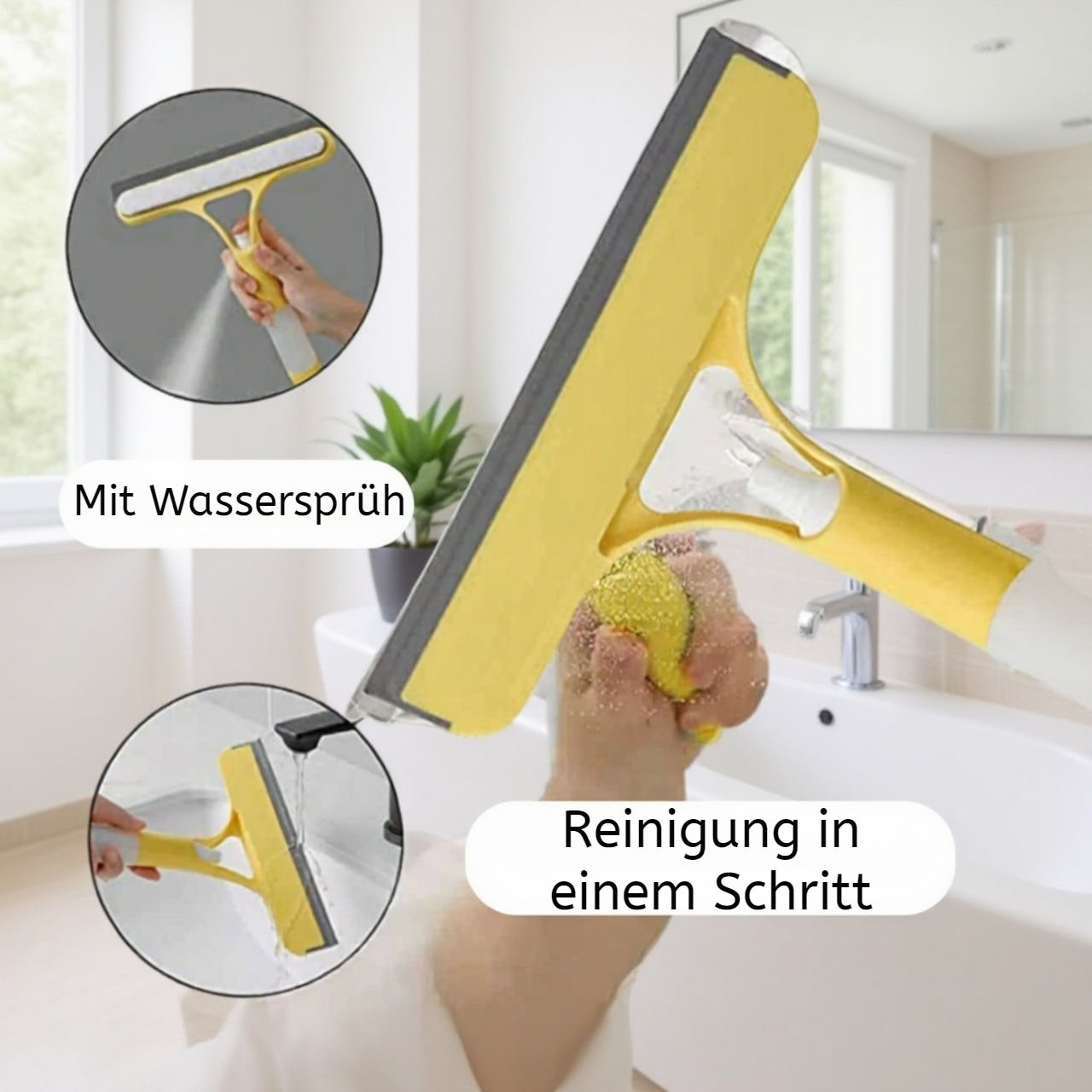 Multifunktionaler Fensterreiniger mit ergonomischem Griff