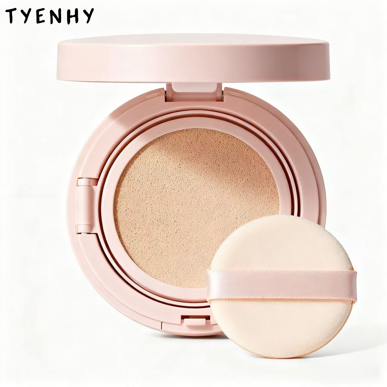 지성 피부를 위한 오래 지속되고 묻어나지 않는 쿠션 파운데이션.