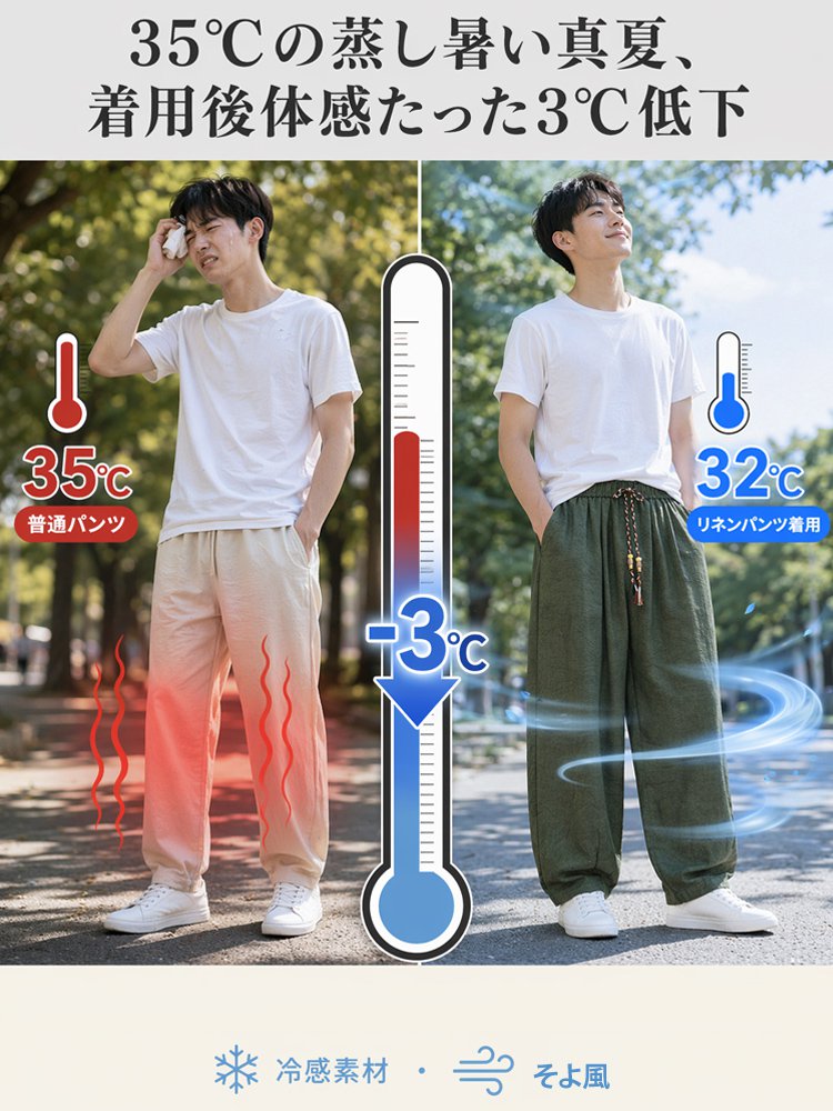 アイスシルクメンズリラックスストレッチパンツ