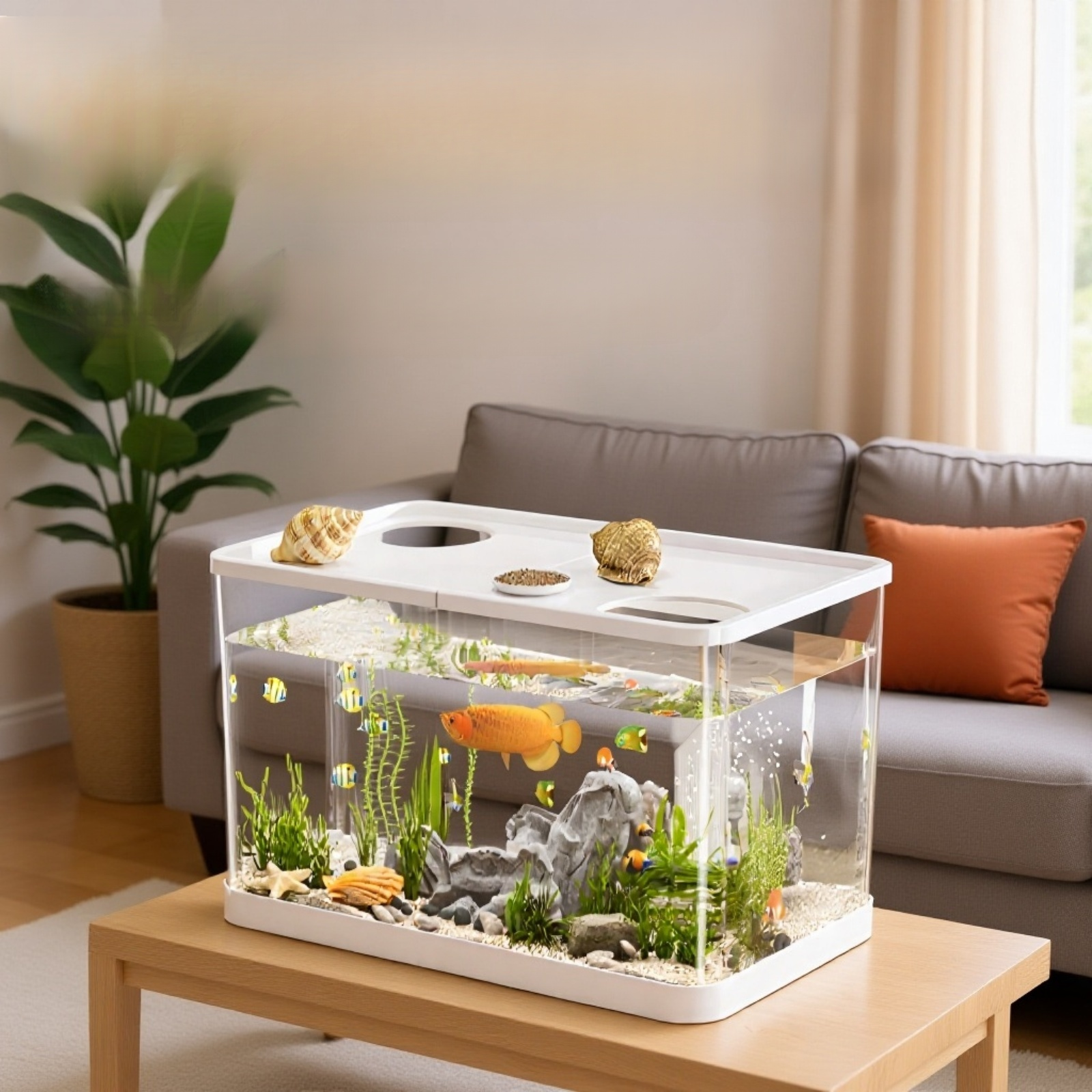 Acuario multifuncional para peces y tortugas