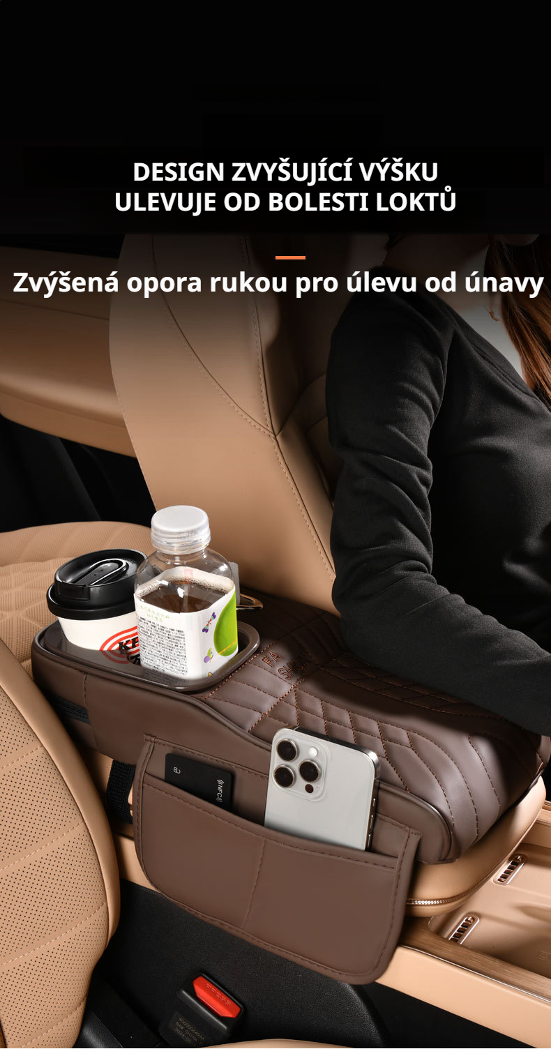 Držák na nápoje integrovaný v opěrce do auta