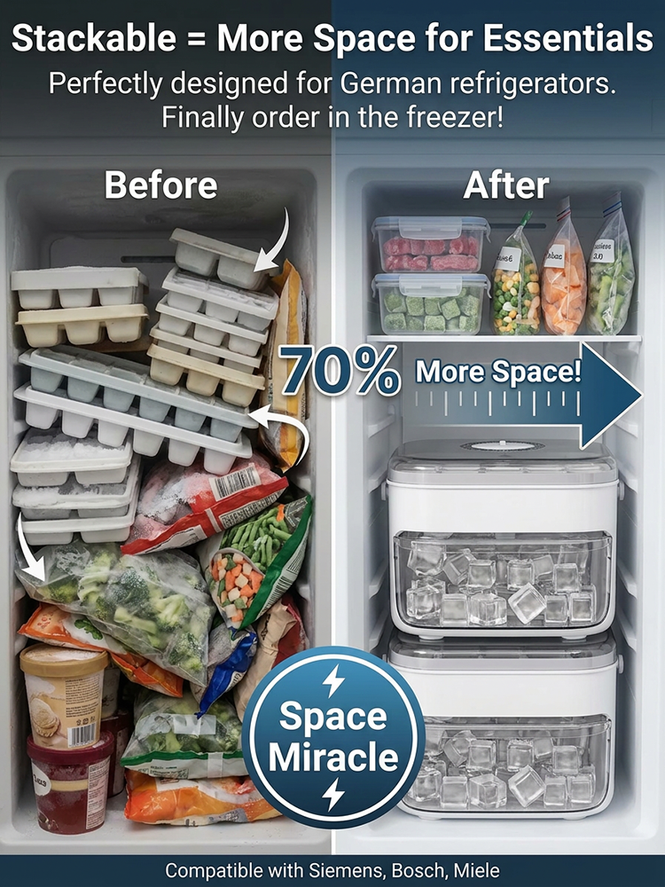 No dirty hands — large-capacity ice maker with a free ice scoop included.