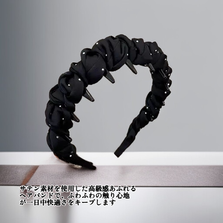 サテンヘアバンド ヘアバンド ふわふわ ハイ 頭蓋骨 トップ パーティー サテン