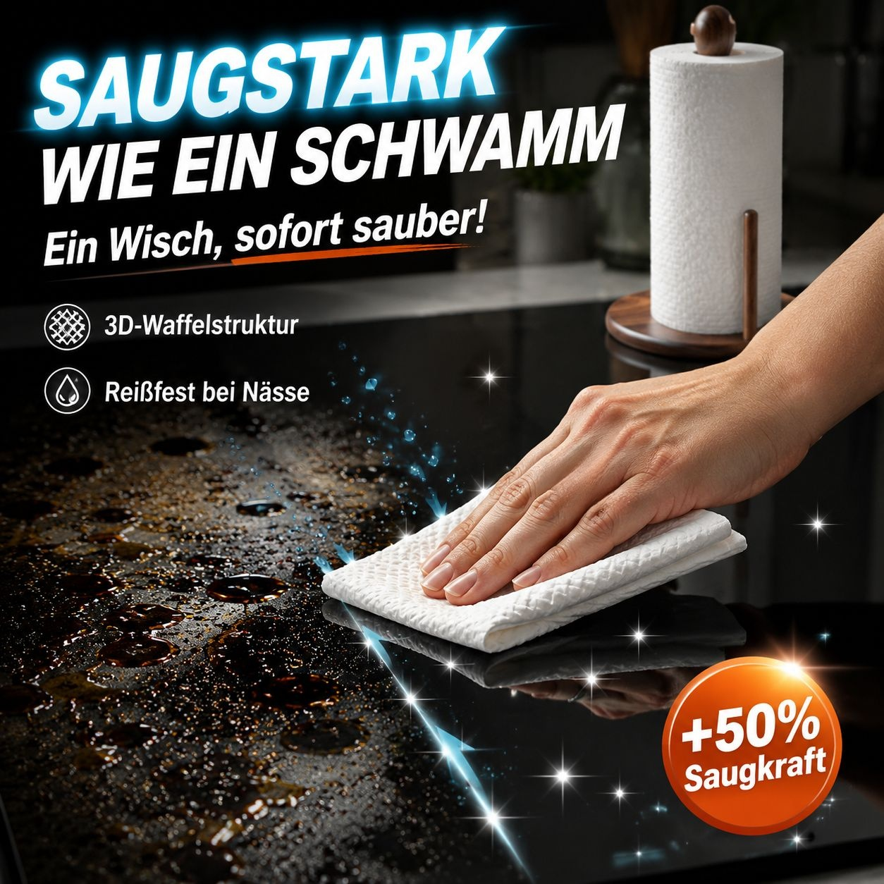 Einweg-Küchenpapier, ölabweisend, starke Saugfähigkeit