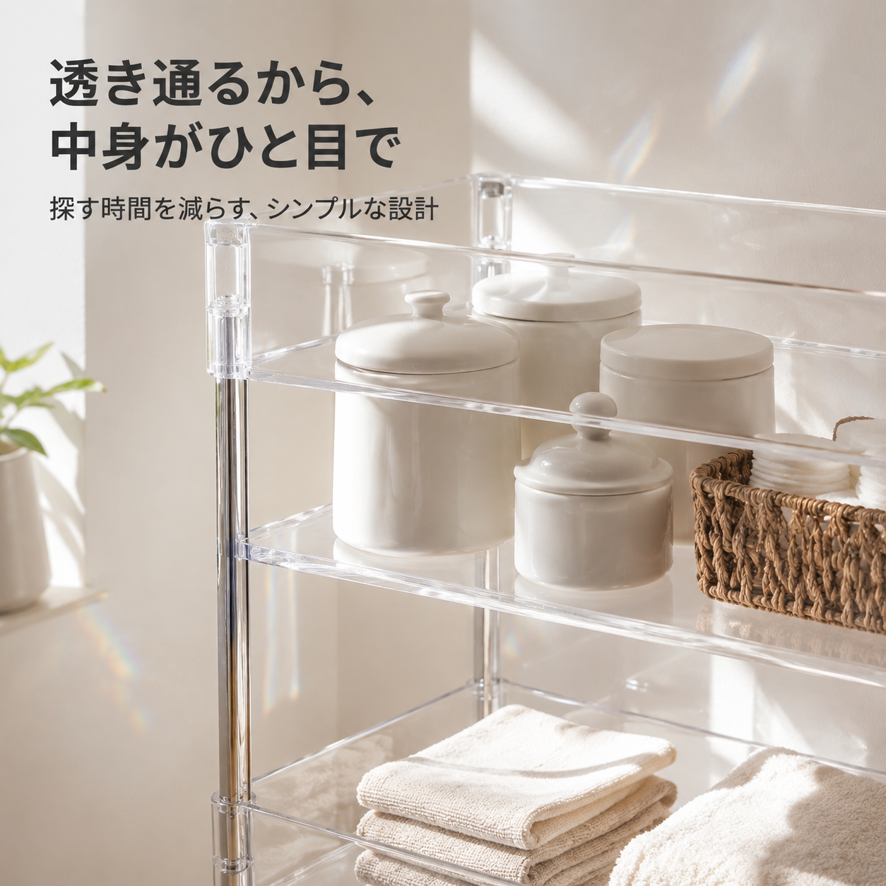 扉の裏には超薄型の多層収納キャビネットがあります。