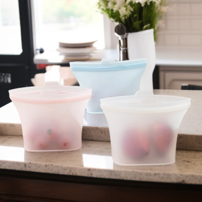 食品グレードのシリコン製食品保存袋 キッチン冷蔵庫用保存袋 半透明冷蔵保存袋 食品保存袋