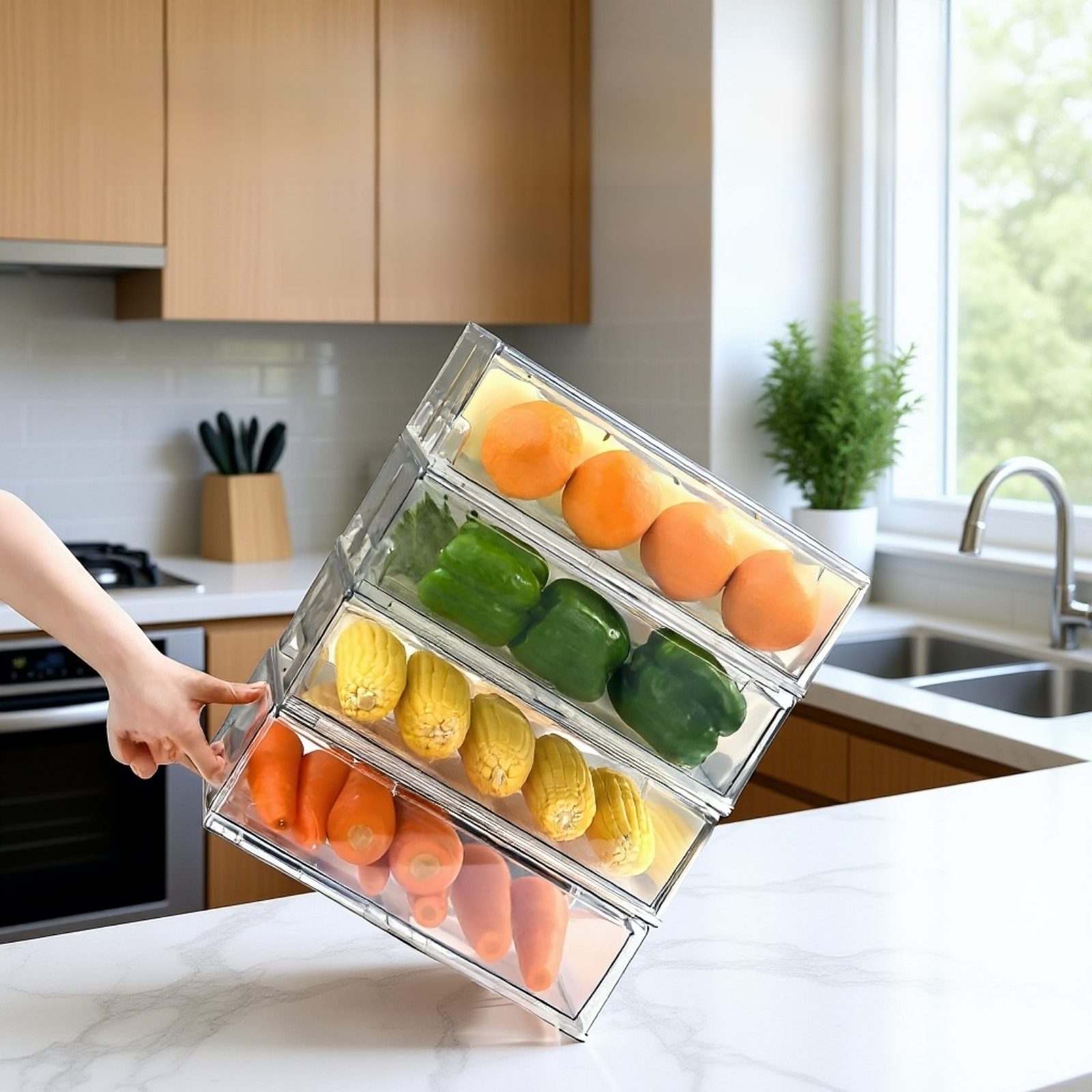 透明設計廚房收納盒食材一目了然