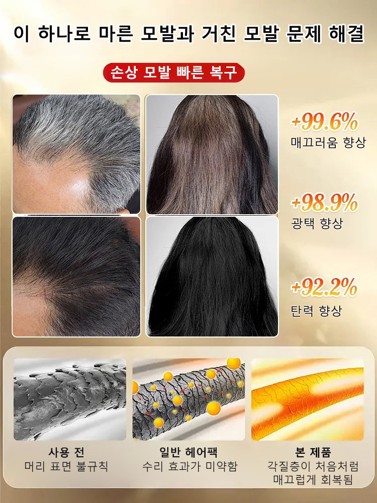 [마법의 검은 머리 빗] 가볍게 빗기만 하면 8분 만에 검은 머리로 변신, 100번의 샴푸에도 색이 빠지지 않으며, 헤어 케어와 영양 공급까지 가능한 다기능 제품