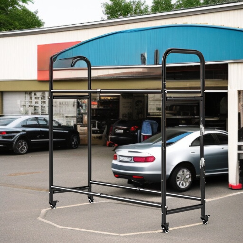 Estante de almacenamiento de neumáticos de dos niveles grande y ajustable en altura