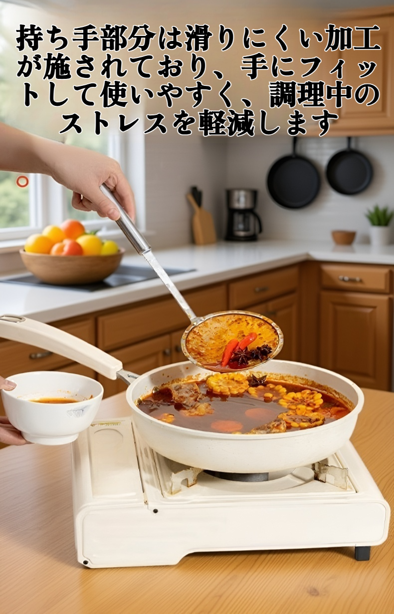 家庭用キッチンオイルレードル細目の全体画像