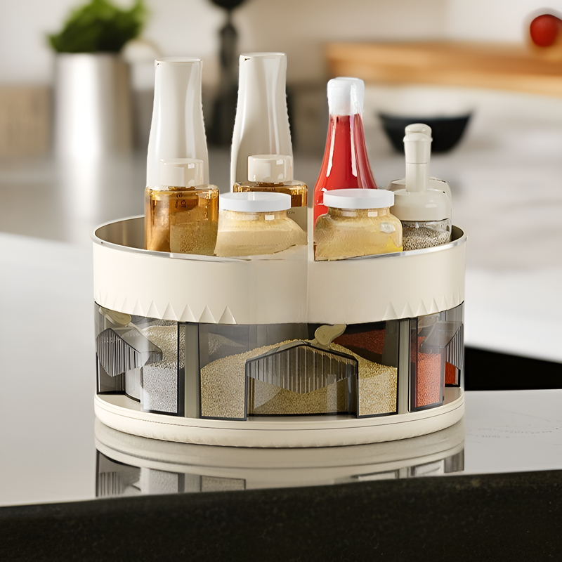 กล่องเก็บของเครื่องปรุงสองชั้นสำหรับวางบนเคาน์เตอร์ครัว