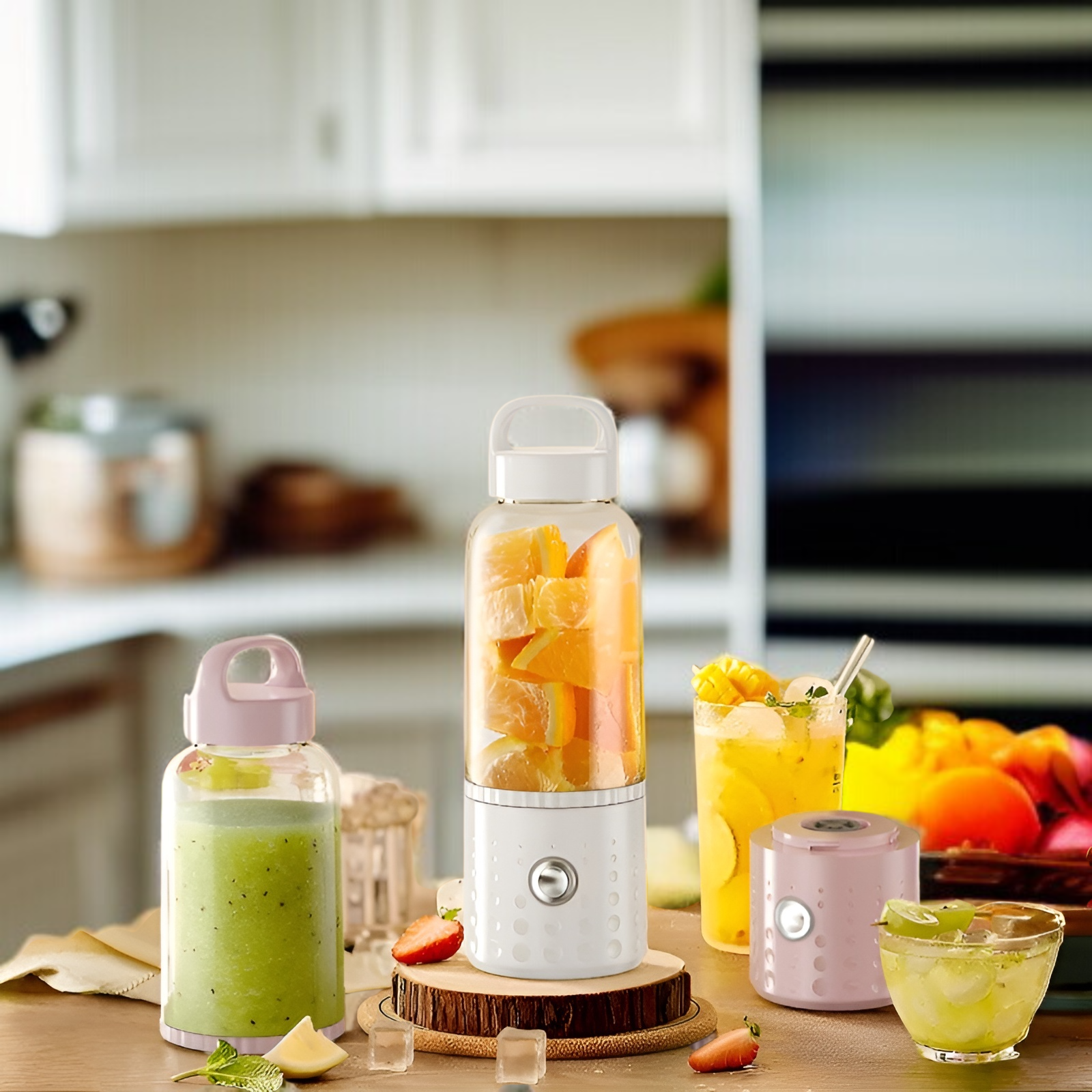 Mini exprimidor eléctrico portátil con vaso, exprimidor de frutas automático para el hogar