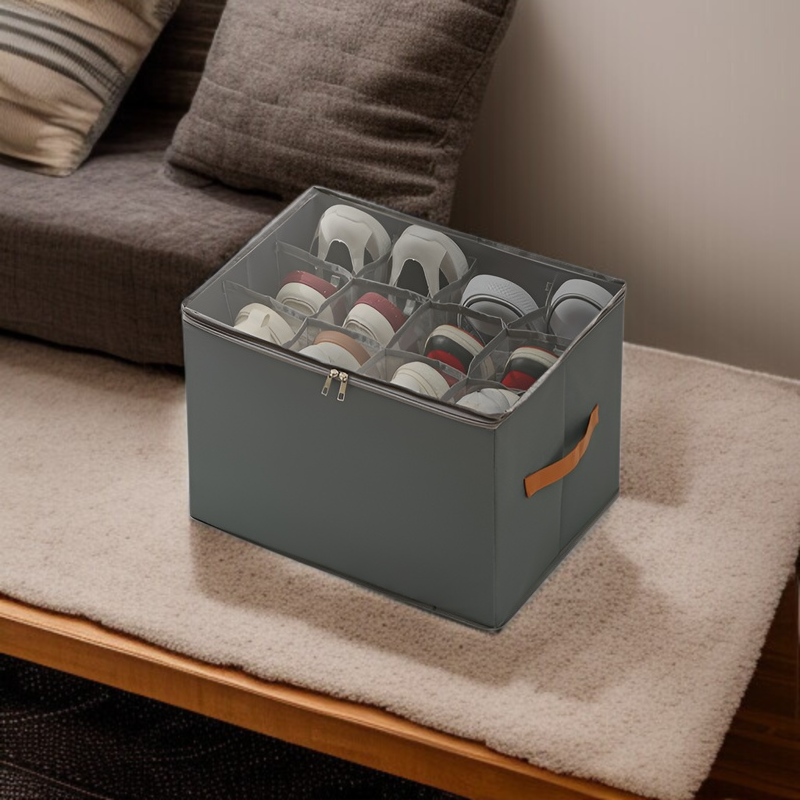 뚜껑 달린 비주얼 신발 케이스 다용도 체크 의류 수납 케이스 접이식 뚜껑 달린 비주얼 신발 케이스 신발 수납 케이스