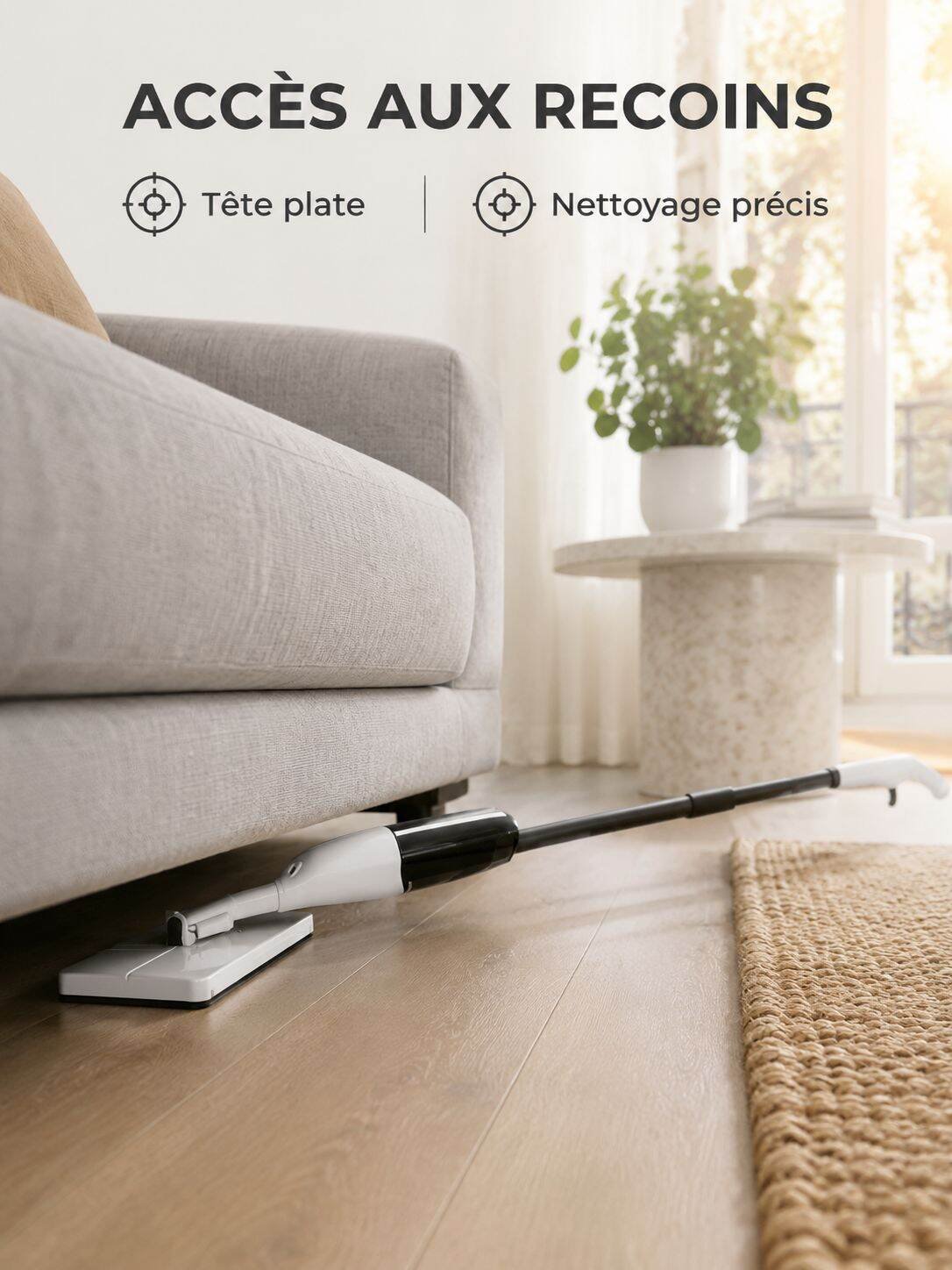 Mop Vaporisateur sans contact, balai à tête plate à pince pour usage domestique sec et humide