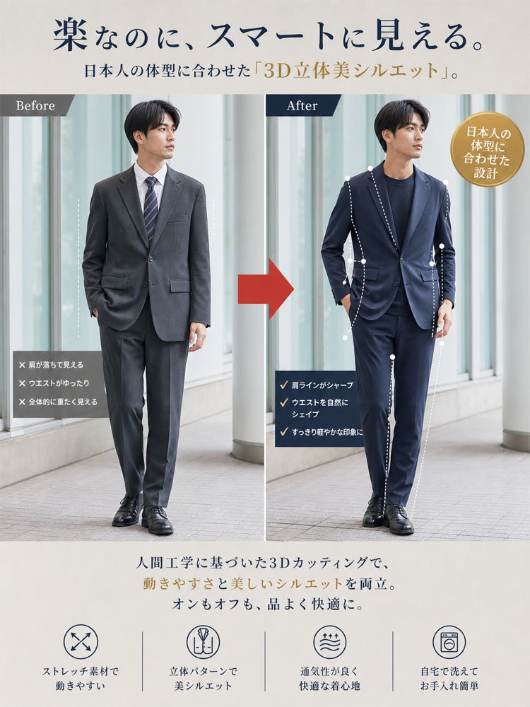 春秋用メンズスーツセットアップ