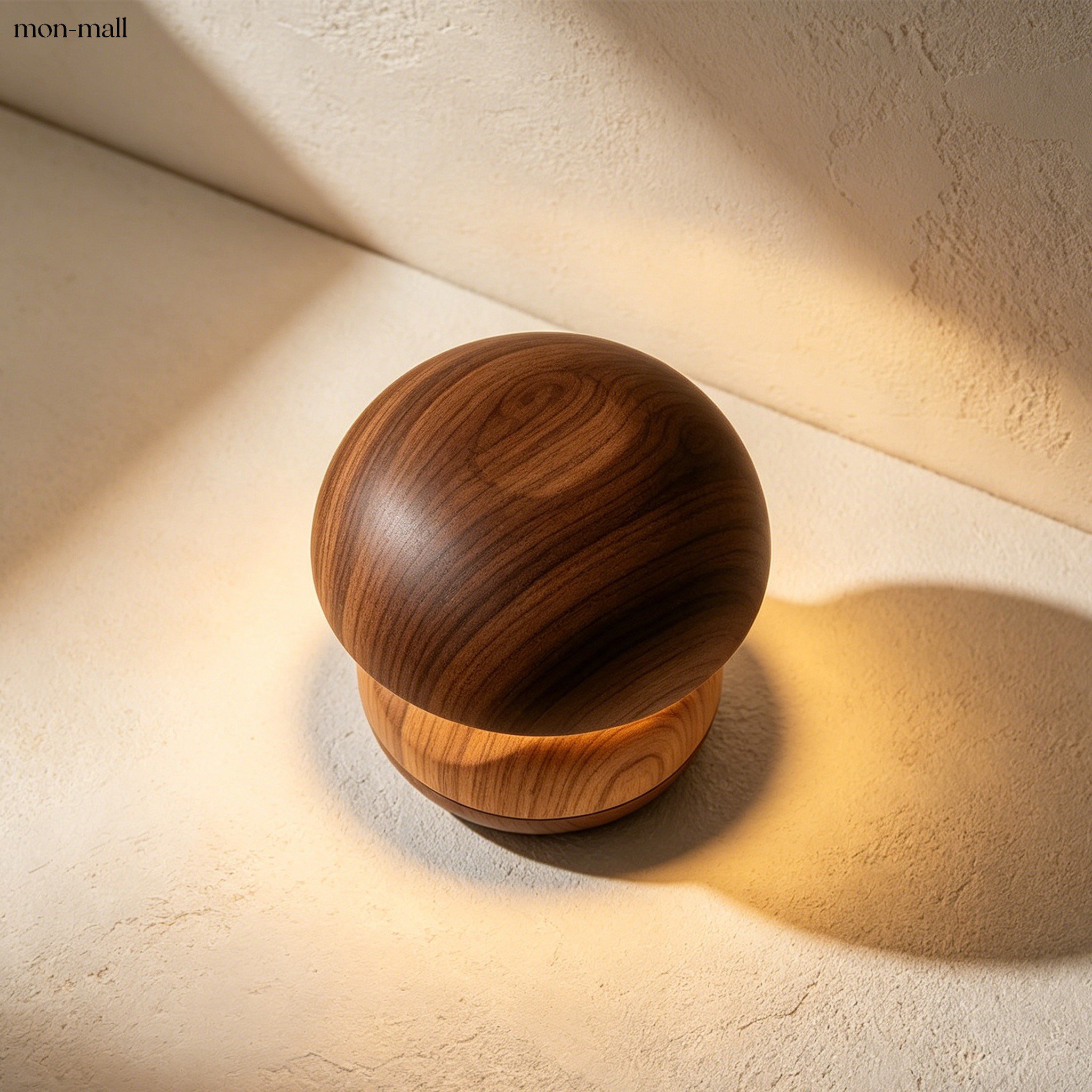 Modern soft light night lamp with wood finish