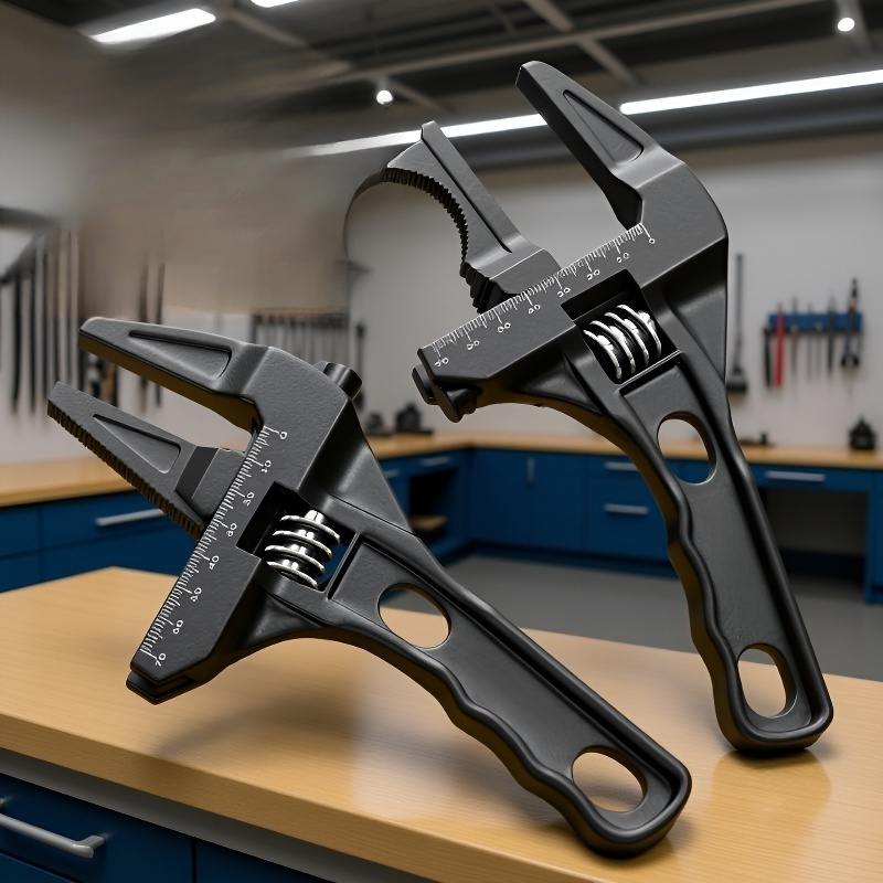 Klucz nastawny do rury spustowej klimatyzacji w użyciu