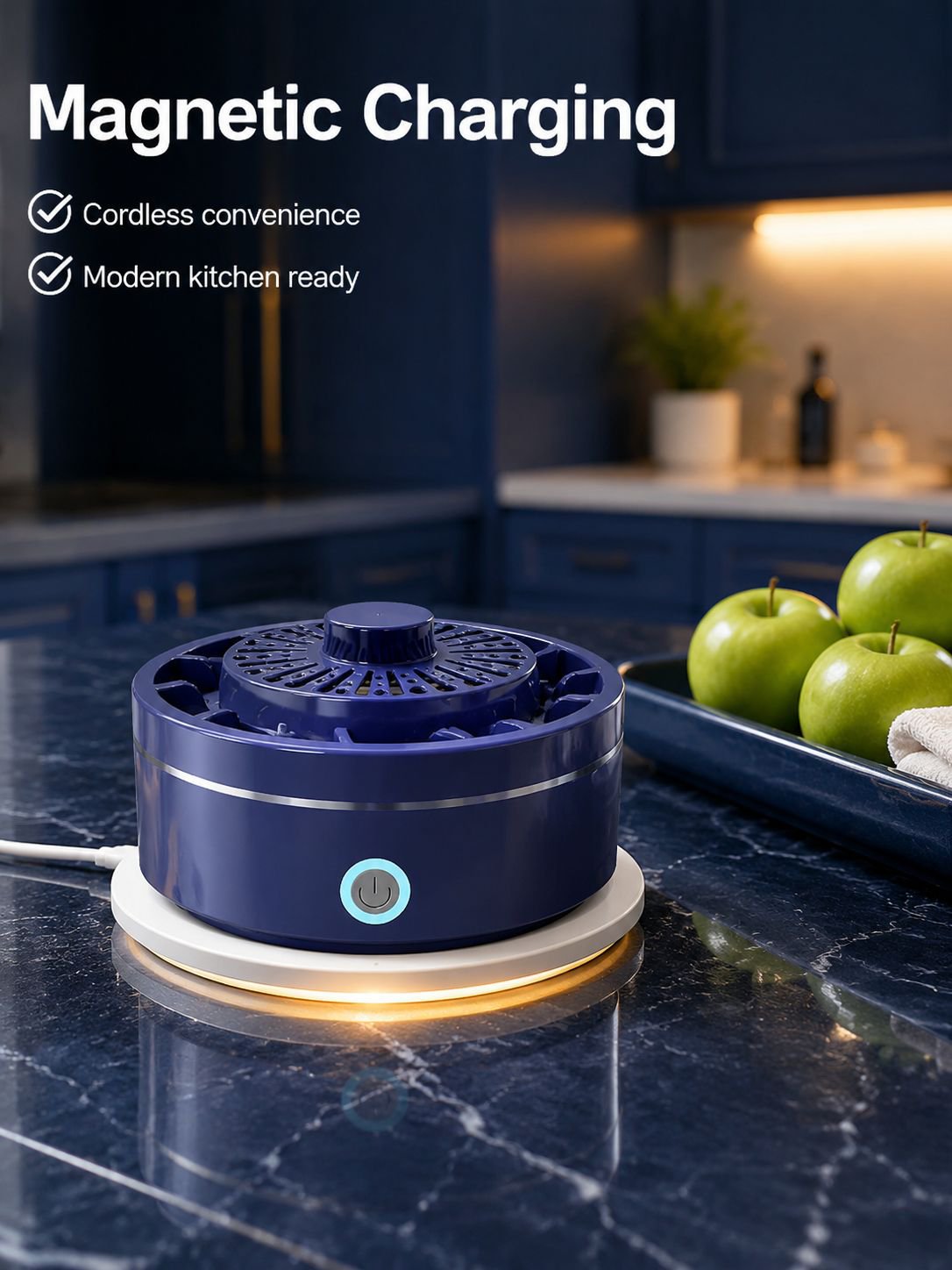 Compact design ultrasonic vegetable and fruit washer