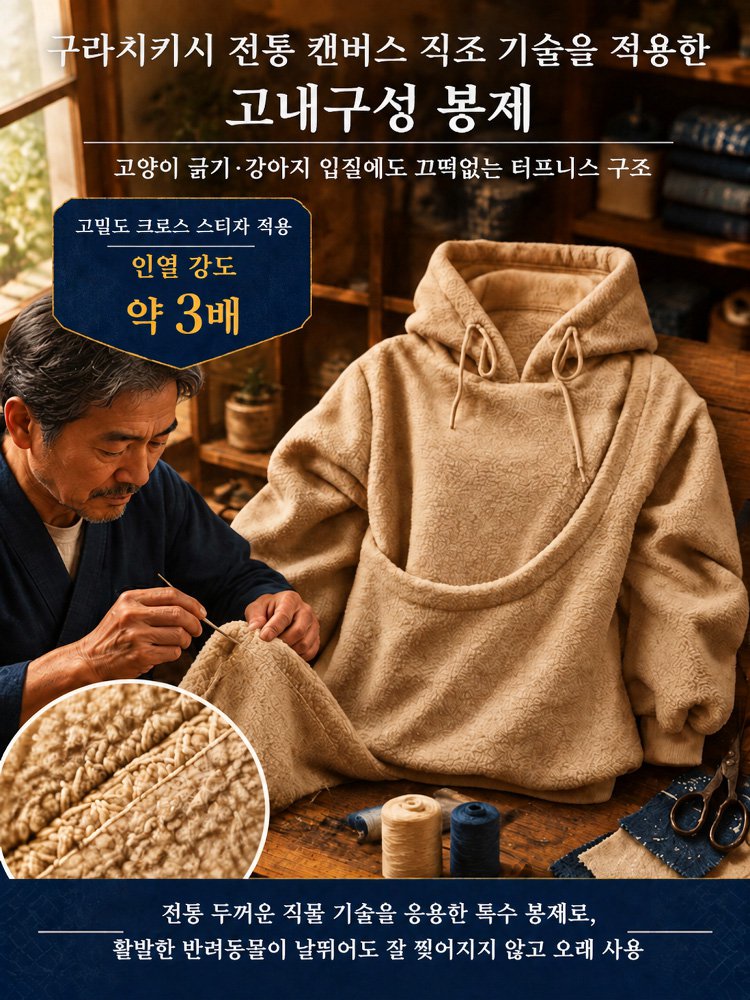 반려동물용 파우치 슬링이 달린 플러시 후드 스웨트셔츠