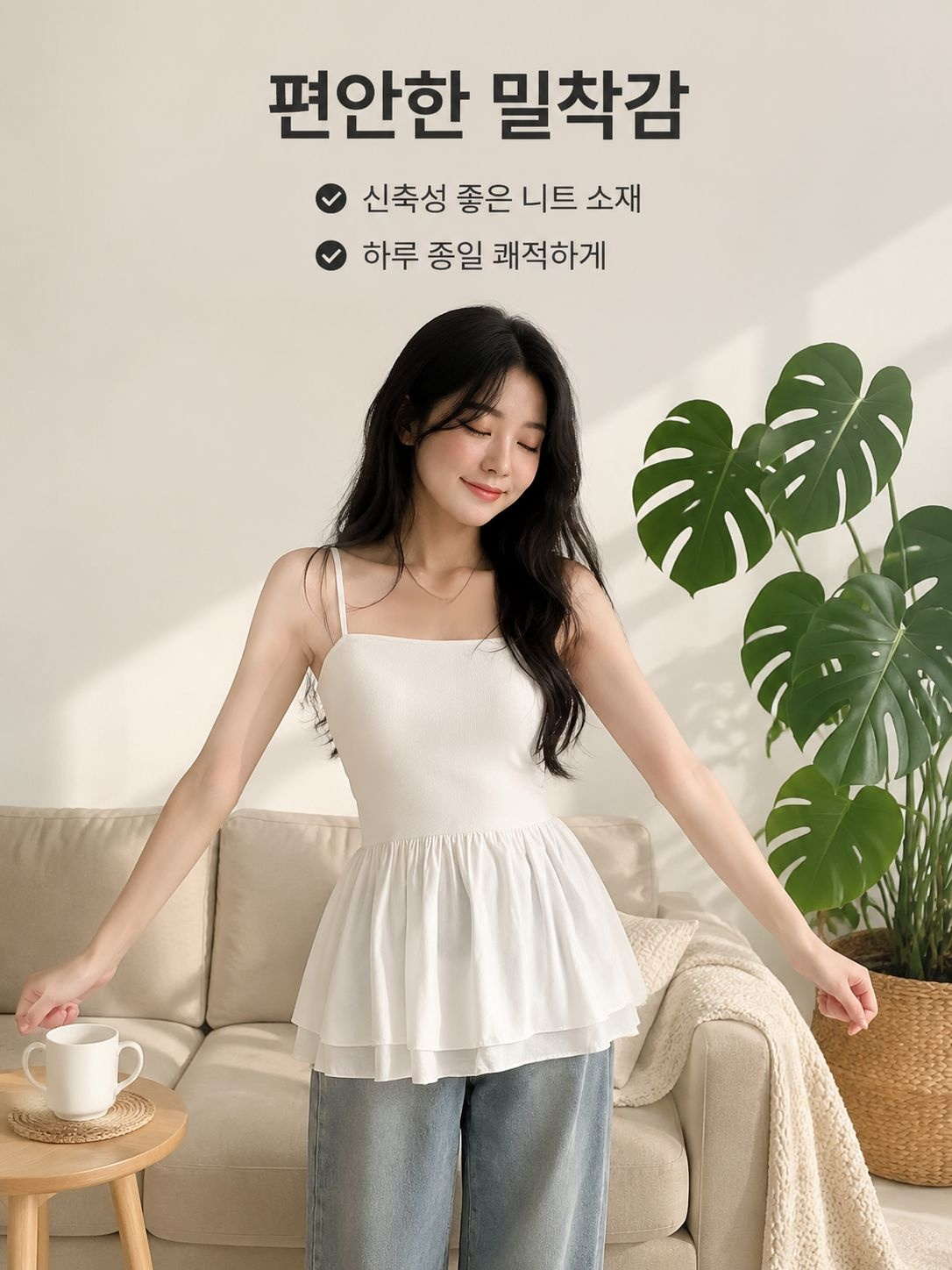 한국 스타일 빈티지 프릴 끈 원피스