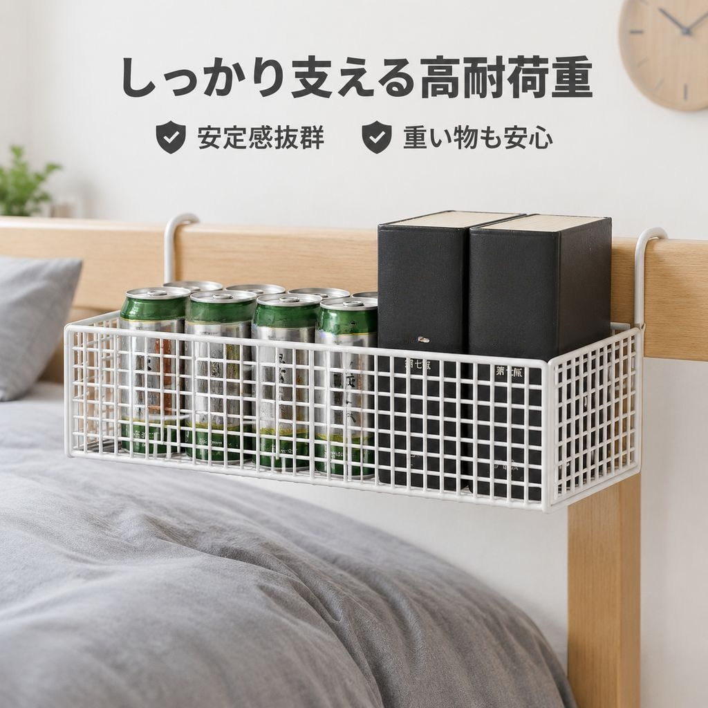 寮用ベッドサイド吊りバスケット収納ラック