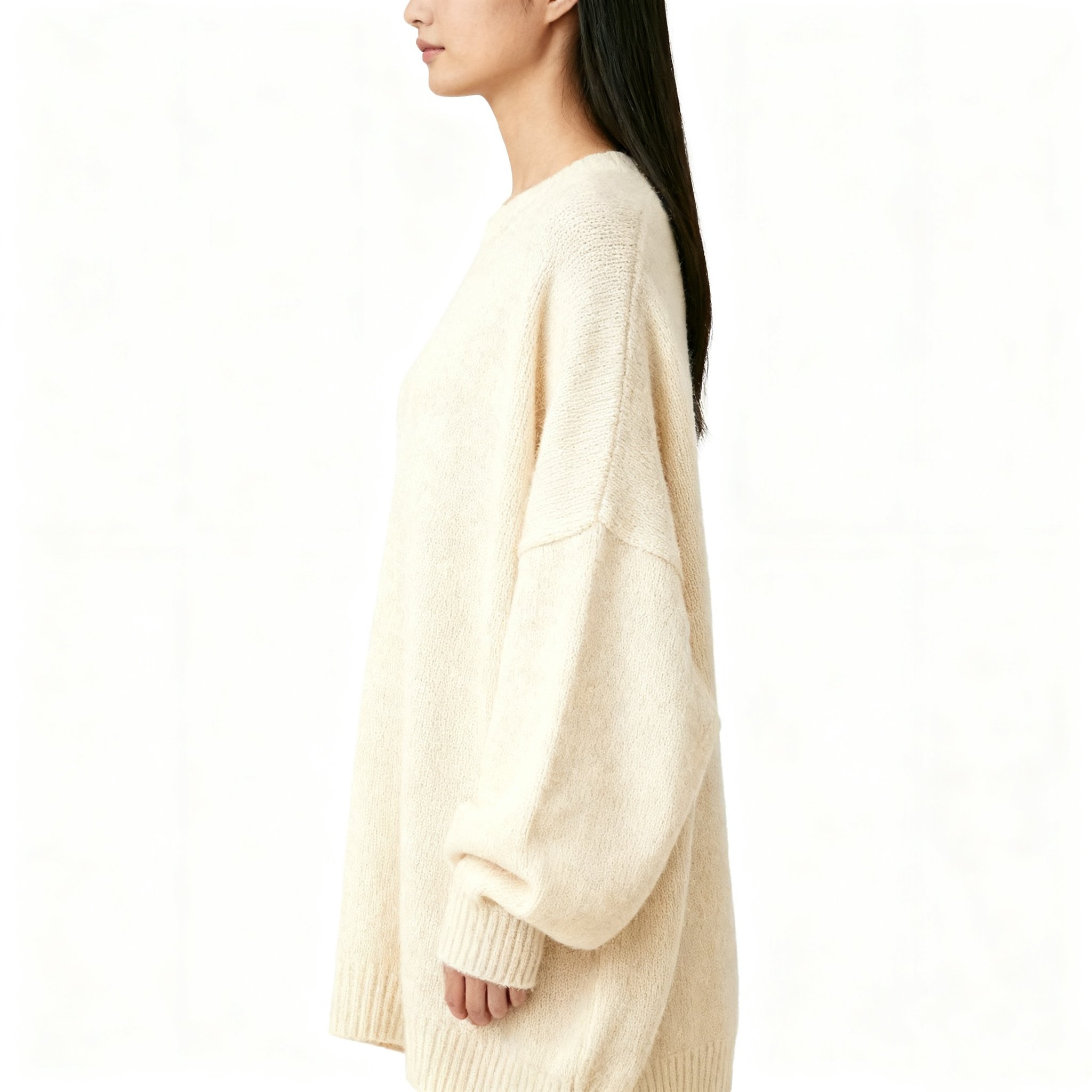 여성 롱 니트 스웨터 착용샷