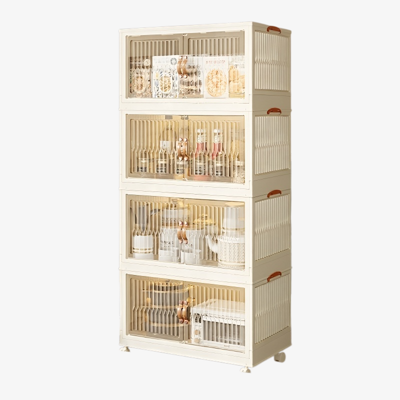 Portable White DIY Foldable Magnetic Plastic Storage Cabinet for Children's Clothes