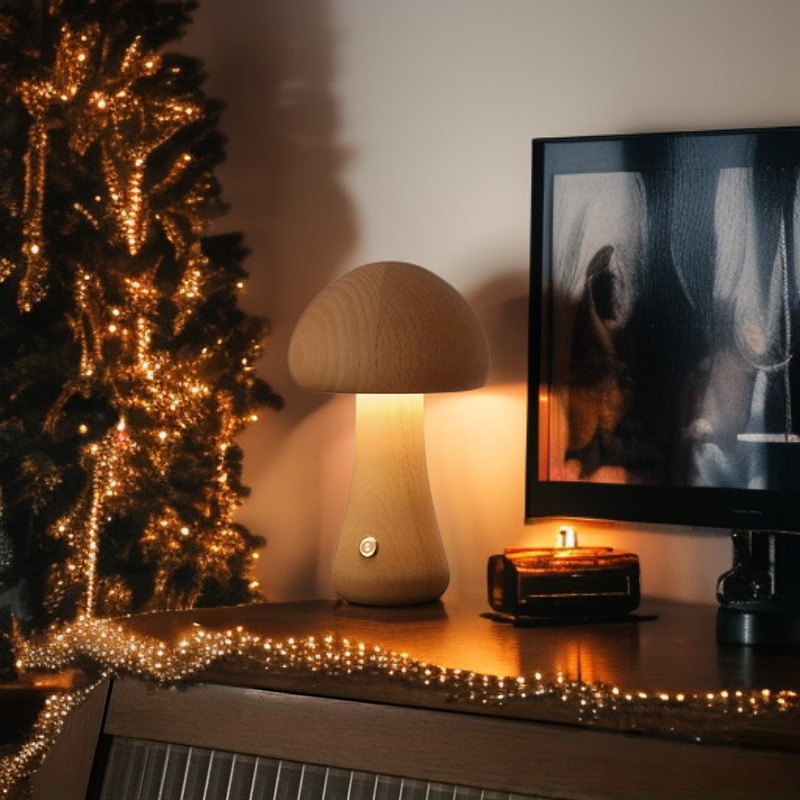 LED Nachtlicht Pilz – Niedliche Tischlampe mit Touch-Schalter, Dekorative Pilzleuchte