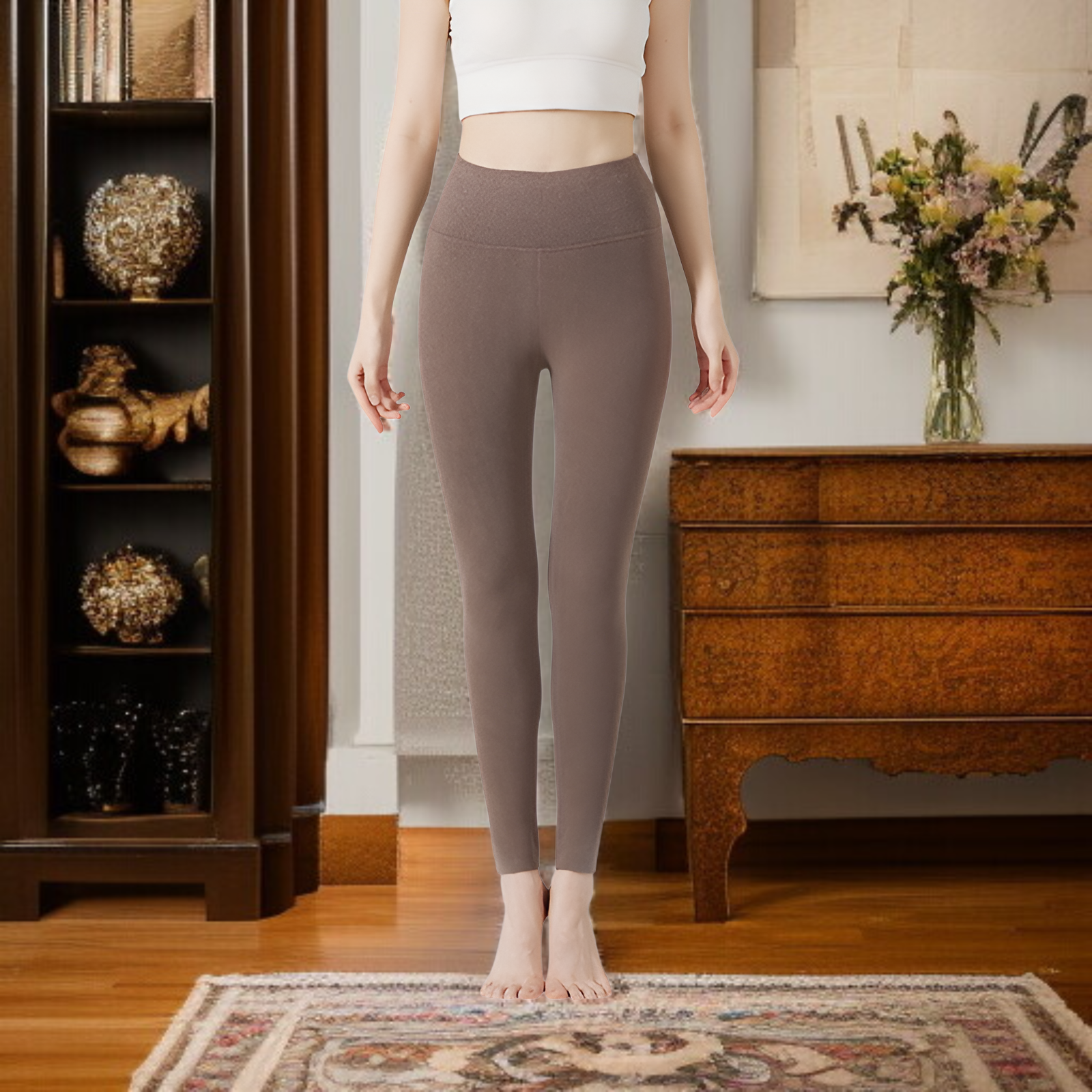 レディースハイウエストレギンス、プラスサイズ、秋冬に最適、高弾力、軽い圧力、ボディシェイプ効果、両面起毛、暖かい、防寒、快適、通気性、自己発熱、シームレス、スリミング、サーマルパンツ。