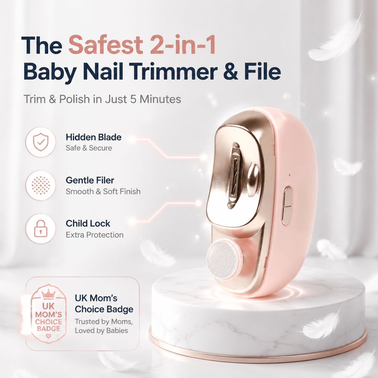 Baby-Friendly Automatic Rechargeable Nail Clipper and Portable Nail Grinder Set
