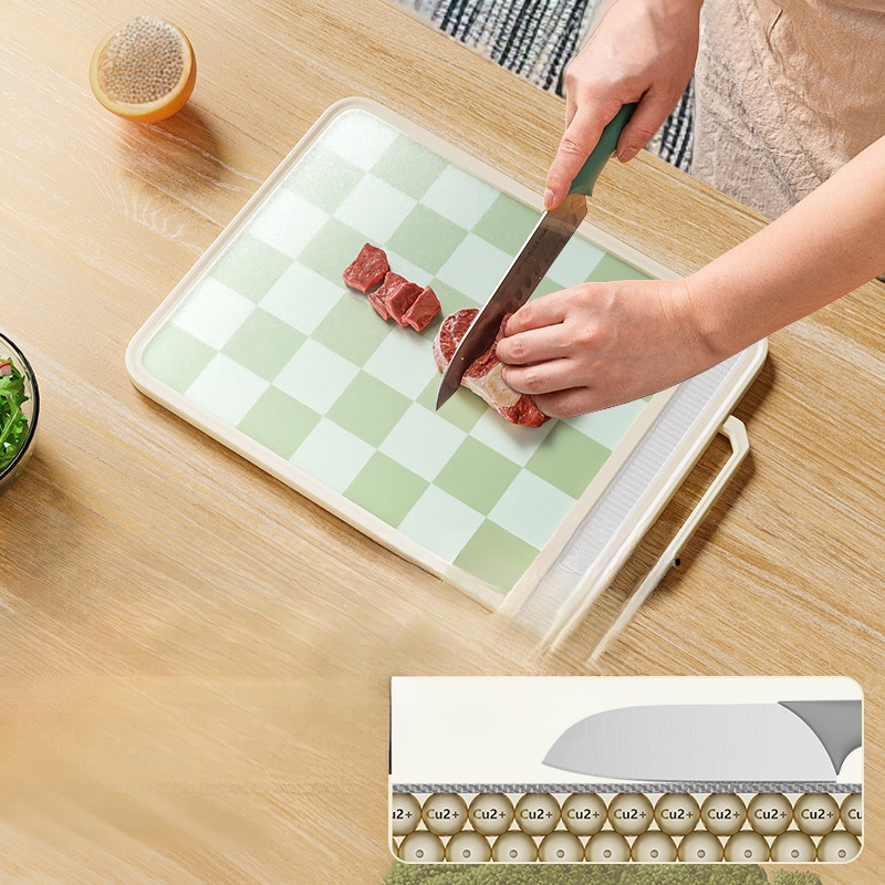 항균 곰팡이 방지 양면 스테인리스 도마 라지 바둑판 칸막이 도마 이유식 도마