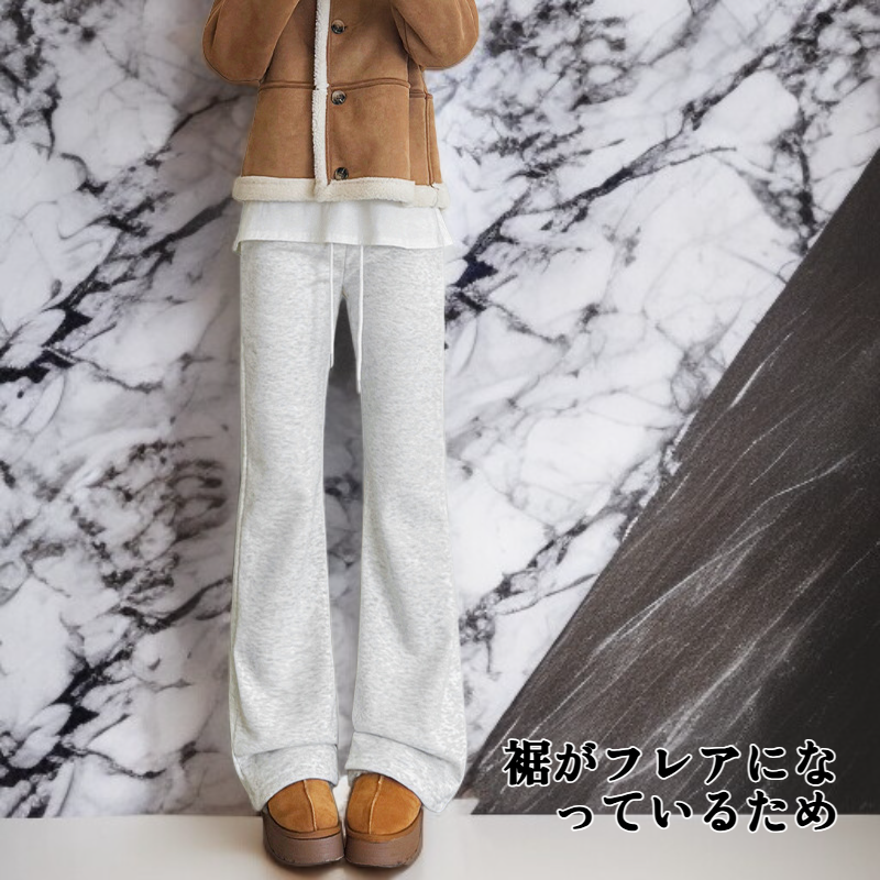 スリムフィットハイウエストフレアスウェットパンツ前面画像