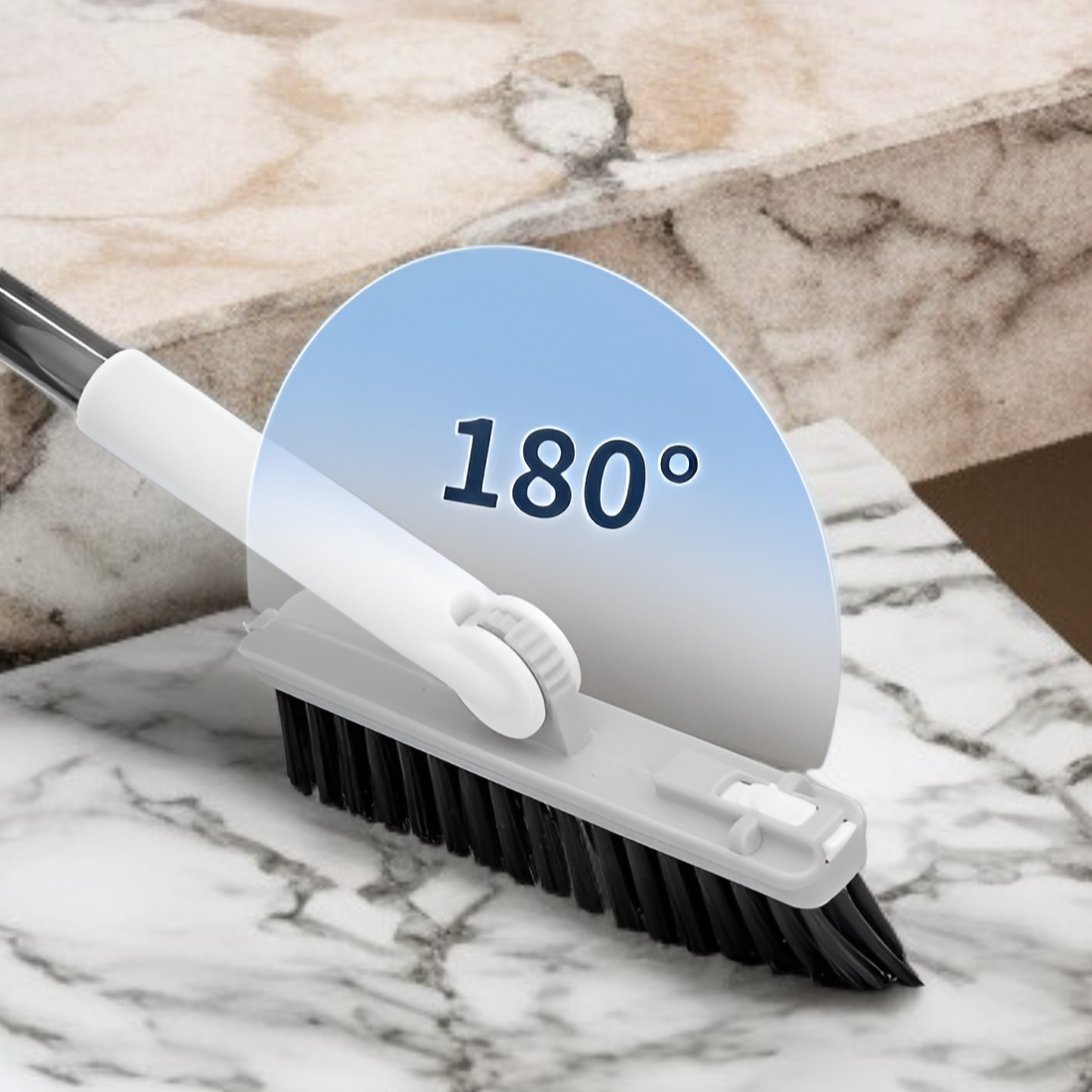 フローリング掃除に最適な長柄ブラシの実演写真