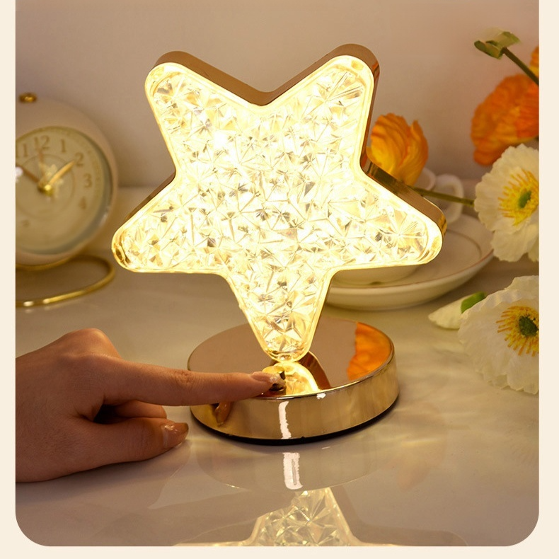 별빛 달 모양 크리스탈 테이블 램프