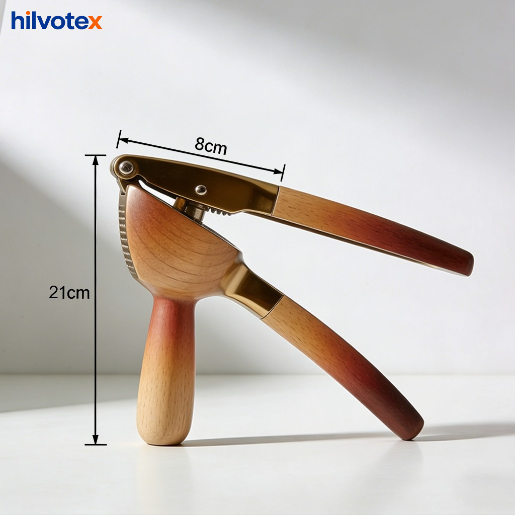 Natural wood garlic masher for home cooking