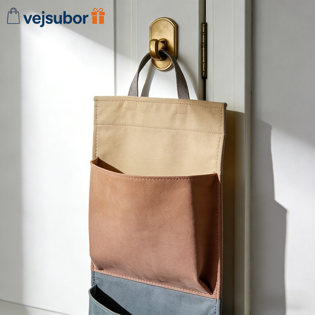 Fabric storage hanging bag behind the door