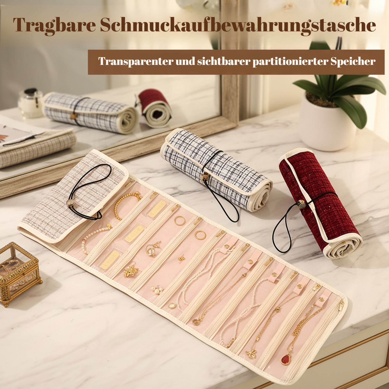 Große tragbare Schmucktasche im kleinen Chanel-Stil