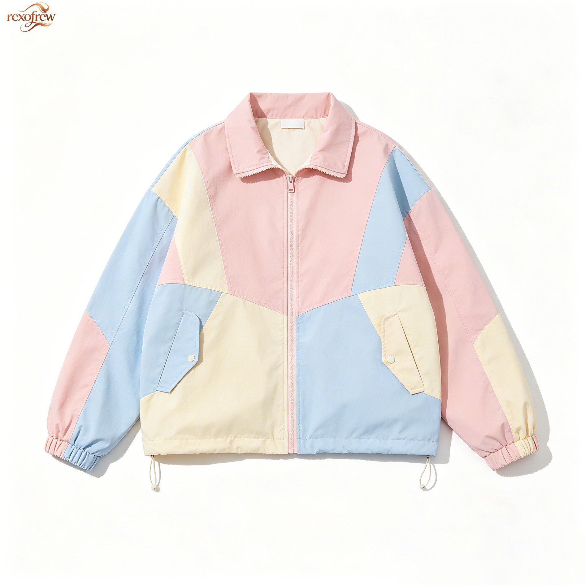 컬러 블록 라펠 코트