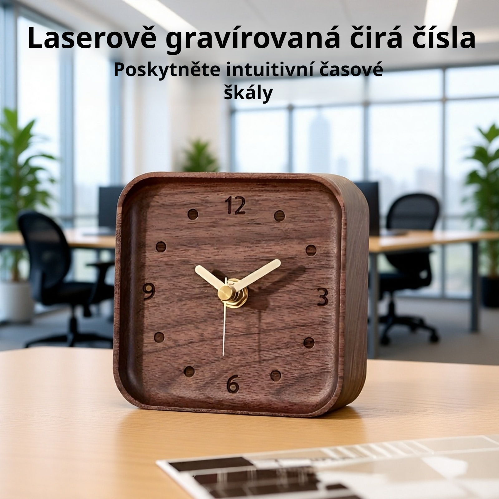 Přírodní dřevěné stolní hodiny – domácí dekorace