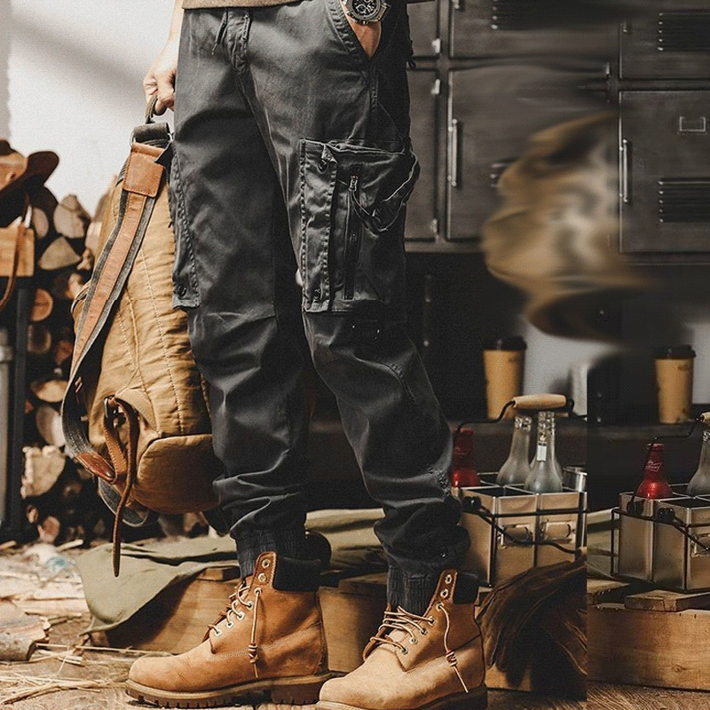 Retro style straight leg casual pants