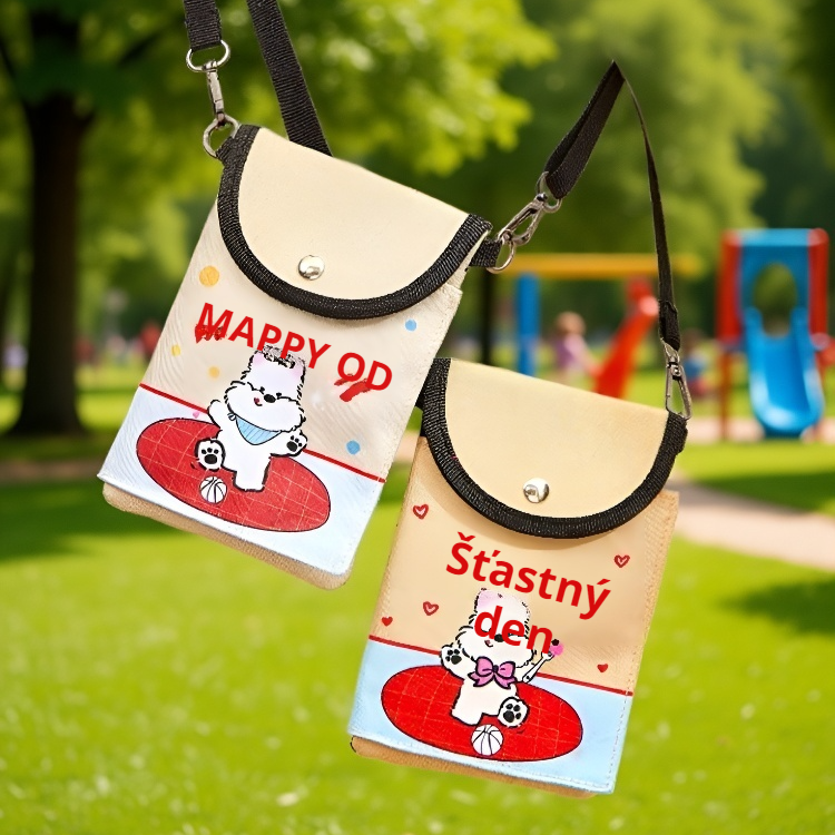 Karikatura síťovaná protikrádežová taštička na doklady a karty