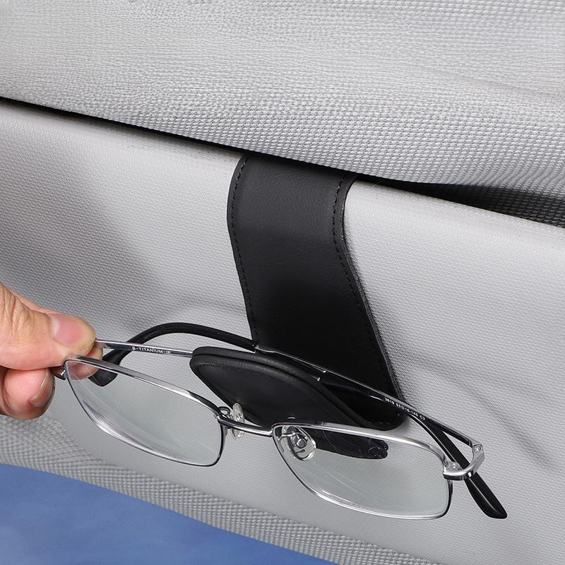Multifunctional Car Glasses Clip Car Glasses Frame Leather Car Sun Visor Storage Box Car Sunglasses 