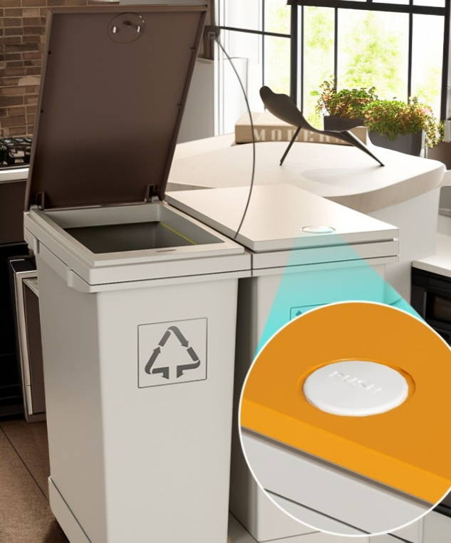 친환경 소재로 제작된 휴지통 측면 이미지