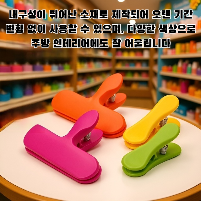 다양한 색상의 식품 밀봉 클립 세트