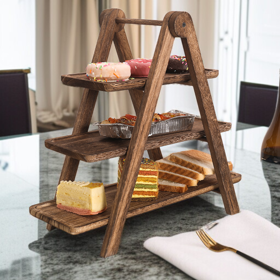 목제 3층 다과 쟁반