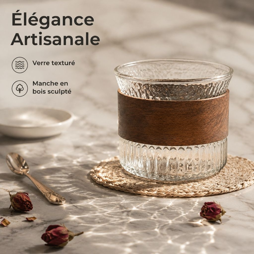Tasse à thé en verre borosilicate martelé
