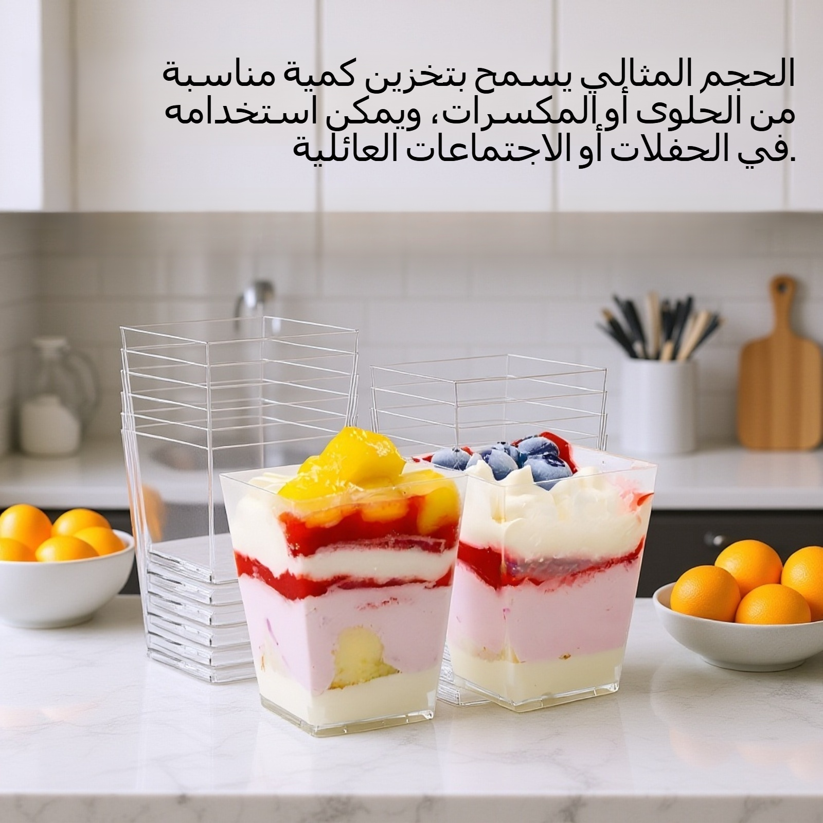 وعاء حلوى شفاف مع ملعقة لتقديم الحلويات